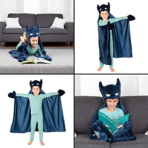 Franco Kids Bedding Super Soft and Cozy Wearable Hooded Throw, 30 in x 50 in, Batman