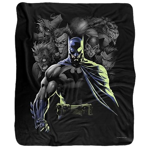 Batman Blanket, 50"x60", Villains Unleashed Silky Touch Sherpa Back Super Soft Throw Blanket