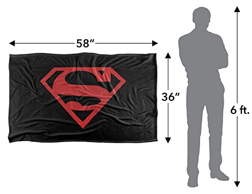 Superman Red On Black Shield Silky Touch Super Soft Throw Blanket 36" x 58",Red On Black Shield