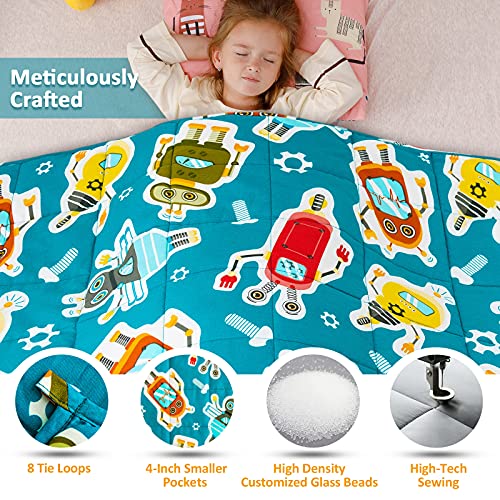 Sivio Kids Weighted Blanket, 5 lbs, 36 x 48 inches, 100% Natural Cotton Heavy Blanket for Kids and Toddler, AI Robot Theme