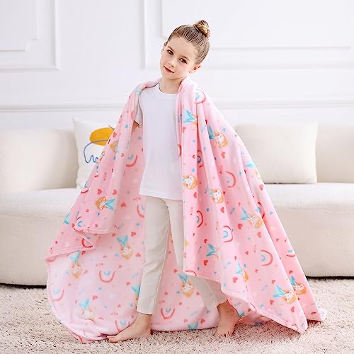 softan Princess Blanket for Girls, Kids Throw Blanket for Boys and Girls Soft Cozy Flannel, Cute Princess Blanket for Sofa Couch Bed, Christmas Birthday Gift for Kids, 50x60 Inches