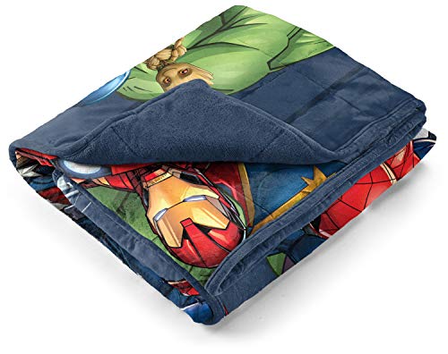 Jay Franco Marvel Avengers Super Hero Squad Weighted Blanket Measures 40x60 inches 5lbs, Kids Bedding Features Captain America, Iron Man, Black Panther, Spiderman, Hulk & Captain Marvel