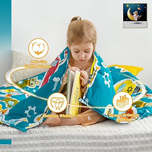 Sivio Kids Weighted Blanket, 5 lbs, 36 x 48 inches, 100% Natural Cotton Heavy Blanket for Kids and Toddler, AI Robot Theme