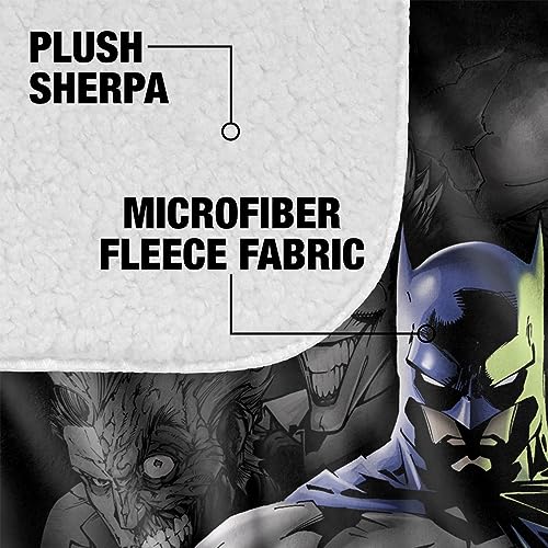 Batman Blanket, 50"x60", Villains Unleashed Silky Touch Sherpa Back Super Soft Throw Blanket