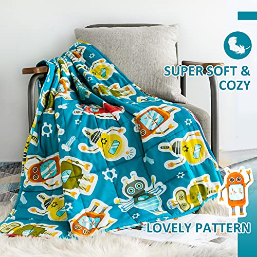 Sivio Kids Weighted Blanket, 5 lbs, 36 x 48 inches, 100% Natural Cotton Heavy Blanket for Kids and Toddler, AI Robot Theme