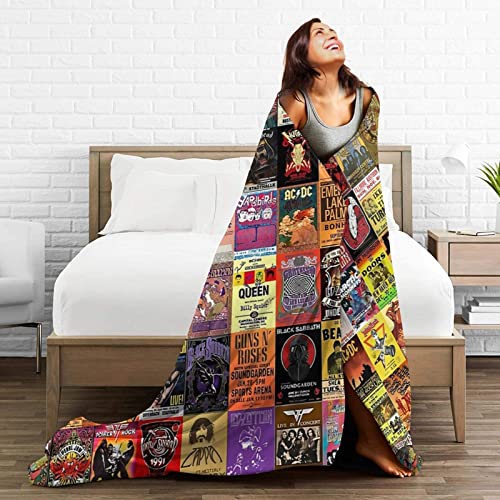 Jasongamo Rock Band Collage Flannel Blanket Lightweight Cozy Bed Blankets Soft Throw Blanket Fit Couch Sofa Suitable for All Season50 X40
