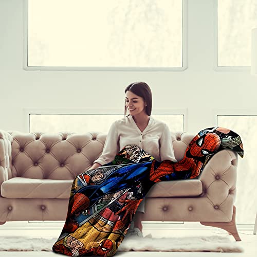 Marvel Legends Spider-Man Characters in Web Fleece Softest Comfy Throw Blanket for Adults & Kids | Measures 60 x 50 Inches