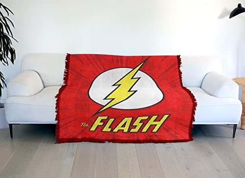 LOGOVISION Flash Blanket, 50"x60" The Flash Action Logo Woven Tapestry Cotton Blend Fringed Throw