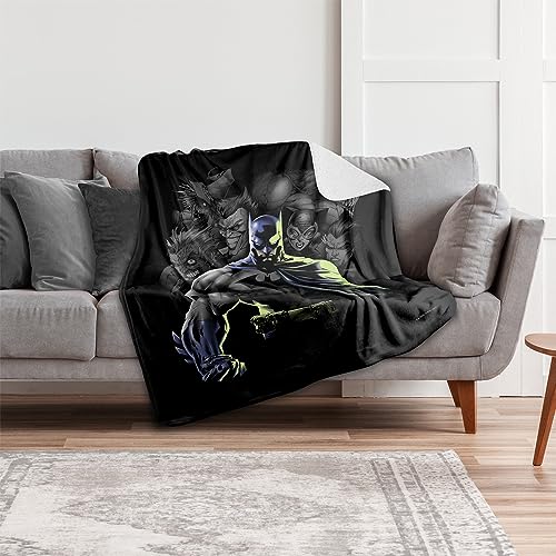 Batman Blanket, 50"x60", Villains Unleashed Silky Touch Sherpa Back Super Soft Throw Blanket