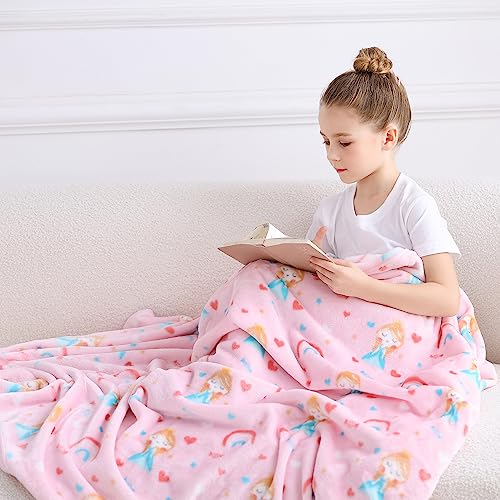 softan Princess Blanket for Girls, Kids Throw Blanket for Boys and Girls Soft Cozy Flannel, Cute Princess Blanket for Sofa Couch Bed, Christmas Birthday Gift for Kids, 50x60 Inches