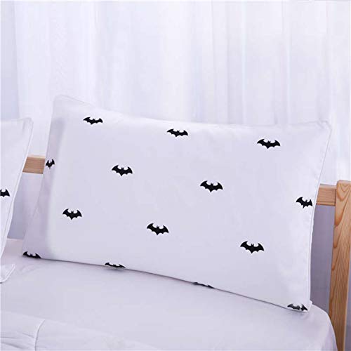 Koongso Black Bat Pillow Covers 2 Pieces 3D Batman at Night Printed Pillowcases with Envelope Closure
