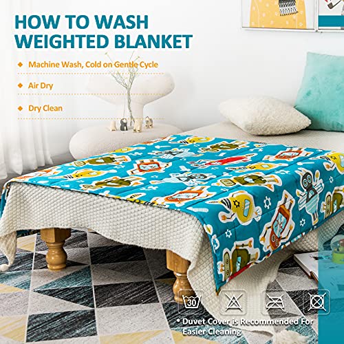 Sivio Kids Weighted Blanket, 5 lbs, 36 x 48 inches, 100% Natural Cotton Heavy Blanket for Kids and Toddler, AI Robot Theme