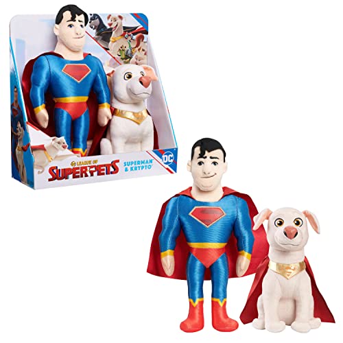 DC Super Pets SUPERMAN and KRYPTO Superdog Companion 2-Pack Plush 12-inch Stuffed Toys, Kids Toys for Ages 3 Up by Just Play