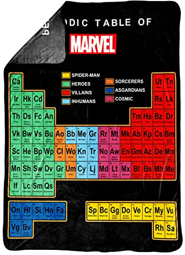 Jay Franco Marvel Periodic Table Blanket - Measures 62 x 90 inches - Fade Resistant Super Soft Fleece Bedding