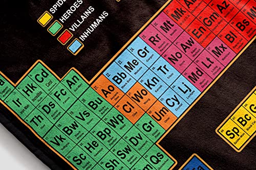 Jay Franco Marvel Periodic Table Blanket - Measures 62 x 90 inches - Fade Resistant Super Soft Fleece Bedding