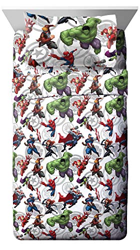 Jay Franco Marvel Avengers Team 5 Piece Full Bed Set - Includes Comforter & Sheet Set - Super Soft Fade Resistant Polyester - (Official Marvel Product)