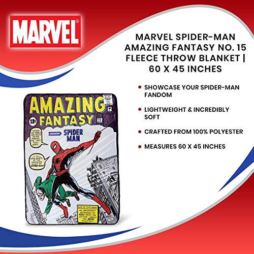 Marvel Spider-Man Amazing Fantasy No. 15 Fleece Throw Blanket | 60 x 45 Inches