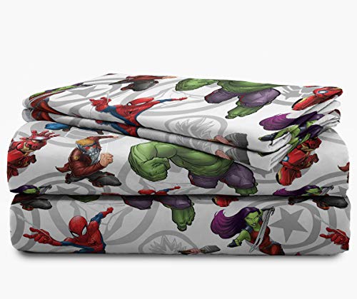 Jay Franco Marvel Avengers Team 5 Piece Full Bed Set - Includes Comforter & Sheet Set - Super Soft Fade Resistant Polyester - (Official Marvel Product)