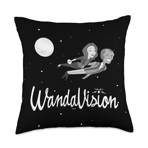 Marvel WandaVision Wanda and Vision 60s Moonlight Flight Throw Pillow, 18x18, Multicolor