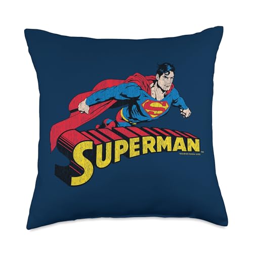 Superman Flying Over Throw Pillow, 18x18, Multicolor