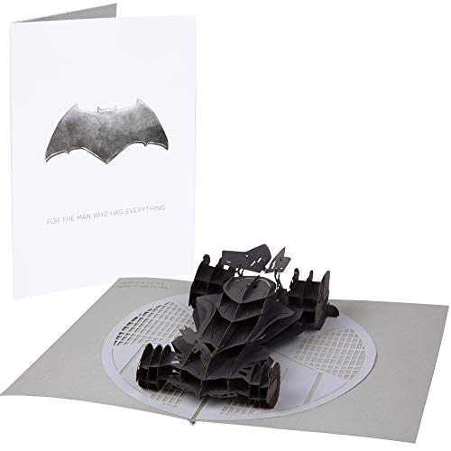DC Comics Batman Batmobile Pop-Up Greeting Card for Men, All Occasions - Blank Inside - Fathers Day, Birthday Card Gift for Husband, Dad - 5 x 7 inches