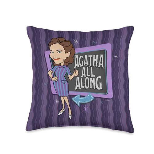 Marvel WandaVision Agatha All Along Purple Retro Throw Pillow, 16x16, Multicolor