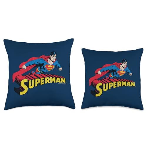 Superman Flying Over Throw Pillow, 18x18, Multicolor