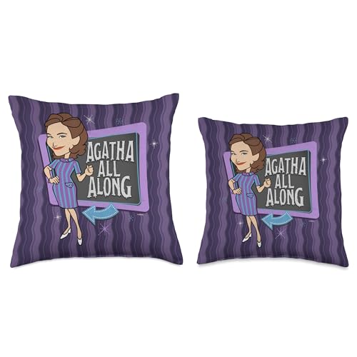 Marvel WandaVision Agatha All Along Purple Retro Throw Pillow, 16x16, Multicolor