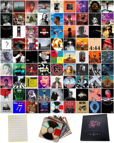 80 Print Album Covers | Unique Square Printed Photos 4x4 | Album Cover Posters Collage Kit | Music Posters for Room Aesthetic | Aesthetic Posters | Poster Pack | Album Cover Art Posters | Wall Posters