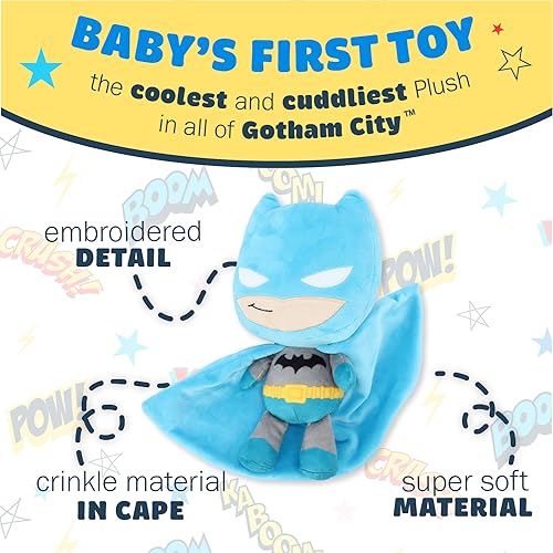 KIDS PREFERRED DC Comics The Batman Soft Huggable Stuffed Animal Cute Plush Toy for Toddler Boys and Girls, Gift for Kids, Dark Knight 10 inches