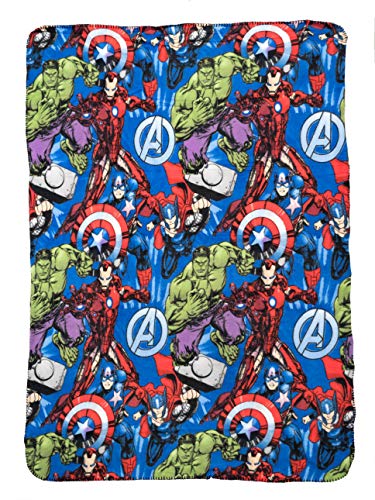 Marvel Avengers Fleece Throw Blanket - Fun Superhero Fleece Throw Blanket for Girls & Boys, Soft & Cozy Plush Lightweight Fabric Bed Cover, Cool Bedroom Decor, Kids Throw Blanket - Size 45”x 60”