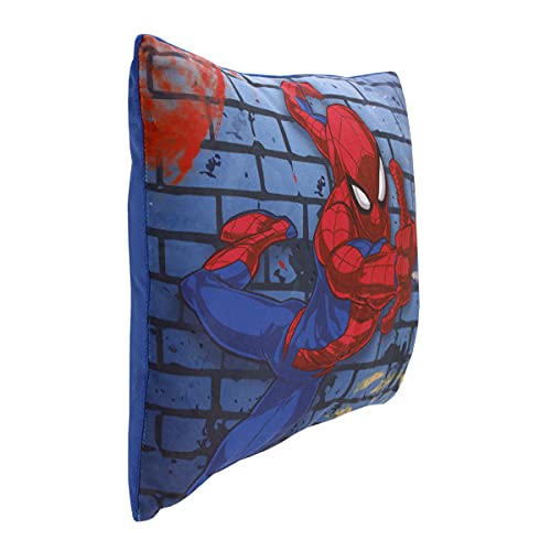 Marvel Spiderman Wall Crawler Red, White, and Blue Spider Webs Super Soft Toddler Pillow