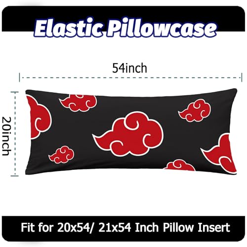 hey50 Red Cloud Anime Pillow Case Body Pillow Cover Long Pillowcase Crystal Velvet Double-Sided Printing Comfortable 20x54in