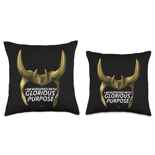 Marvel Loki Horned Helmet Burdened with Glorious Purpose Throw Pillow, 18x18, Multicolor