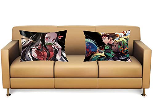 Torys 2Pcs Anime Demon Slayer Pillow Case Nezuko Tanjiro Pillow Covers Set Body Pillowcase for Sofa Bedroom Home Decorative 20x30 (20x30 Inch, C), B-03