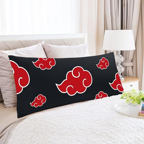 hey50 Red Cloud Anime Pillow Case Body Pillow Cover Long Pillowcase Crystal Velvet Double-Sided Printing Comfortable 20x54in