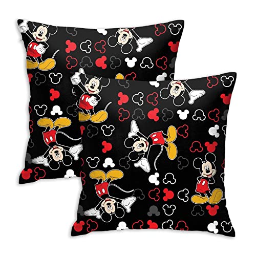 EVWKL Cute Throw Pillow Covers Pack of 2 Pillow Case Anime Cartoon Standard Couch Pillow Cover for Living Room Bedroom Home Minimalist Decorations 18 x 18 Inch (Black)