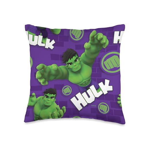 Marvel Spidey and His Amazing Friends Hulk Print Throw Pillow, 16x16, Multicolor