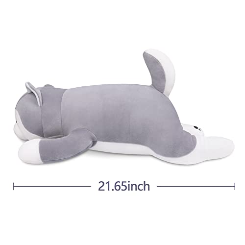 Husky Stuffed Animal Plush Pillow, Huskies Anime Body Pillow, Kawaii Stuff Animal PlushToy, Big Plushie Stuffed Dog Anime Plush Throw Pillow Gifts for Boys Girls (21.7")