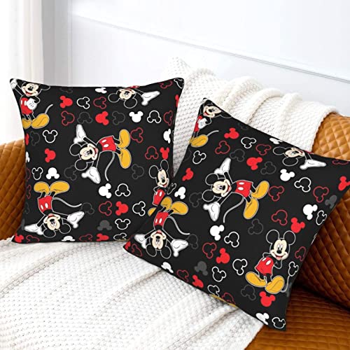 EVWKL Cute Throw Pillow Covers Pack of 2 Pillow Case Anime Cartoon Standard Couch Pillow Cover for Living Room Bedroom Home Minimalist Decorations 18 x 18 Inch (Black)