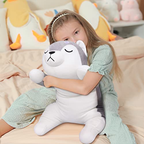 Husky Stuffed Animal Plush Pillow, Huskies Anime Body Pillow, Kawaii Stuff Animal PlushToy, Big Plushie Stuffed Dog Anime Plush Throw Pillow Gifts for Boys Girls (21.7")