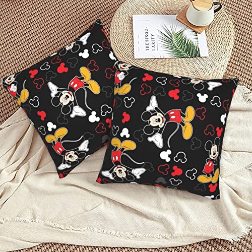 EVWKL Cute Throw Pillow Covers Pack of 2 Pillow Case Anime Cartoon Standard Couch Pillow Cover for Living Room Bedroom Home Minimalist Decorations 18 x 18 Inch (Black)
