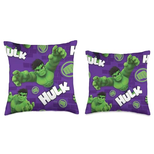 Marvel Spidey and His Amazing Friends Hulk Print Throw Pillow, 16x16, Multicolor