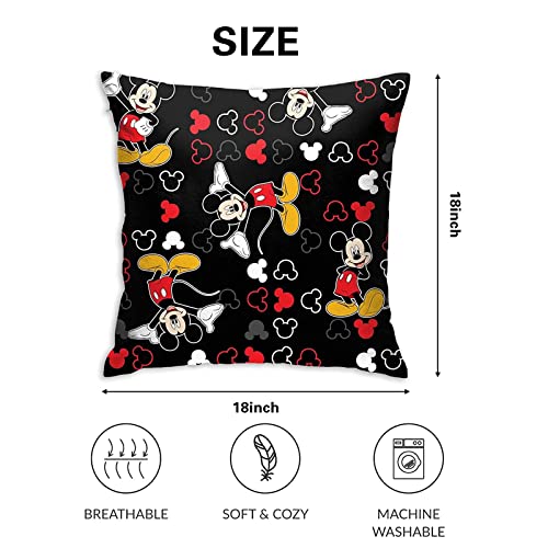 EVWKL Cute Throw Pillow Covers Pack of 2 Pillow Case Anime Cartoon Standard Couch Pillow Cover for Living Room Bedroom Home Minimalist Decorations 18 x 18 Inch (Black)