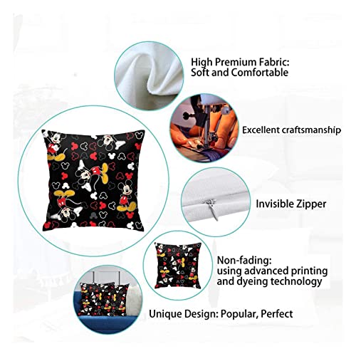 EVWKL Cute Throw Pillow Covers Pack of 2 Pillow Case Anime Cartoon Standard Couch Pillow Cover for Living Room Bedroom Home Minimalist Decorations 18 x 18 Inch (Black)