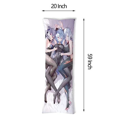 Anime Game Girls Genshin Keqing Impact Ganyu Shenhe Body Pillowcase Dakimakura Cover Peach Skin Throw Pillow Case 20x59 Inch