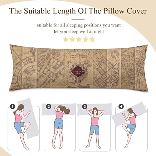 JJoias Anime Map Body Pillow Cases Double Printed Decorative Long Pillowcase Cushion Covers Decor with Hidden Zipper
