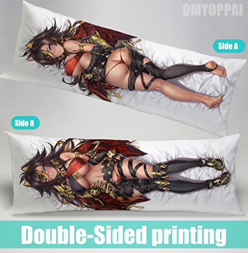Anime Genshin Impact Dehya Hugging Body Pillow Case, 19"x59" Comic Throw Pillow Cover, Double-Sided Print Peach Skin Otaku Bedding Decorative Couple Pillowcase (Dehya_a)