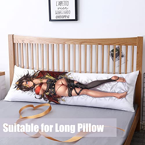 Anime Genshin Impact Dehya Hugging Body Pillow Case, 19"x59" Comic Throw Pillow Cover, Double-Sided Print Peach Skin Otaku Bedding Decorative Couple Pillowcase (Dehya_a)