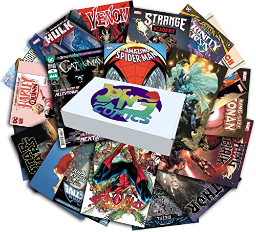 DNJ COMICS Marvel Comics & DC Comic Books Collection 25 Pack - Comic Book Gift Box for Kids, Teens and Adults - Great Mix of Unique Comic Book Collection